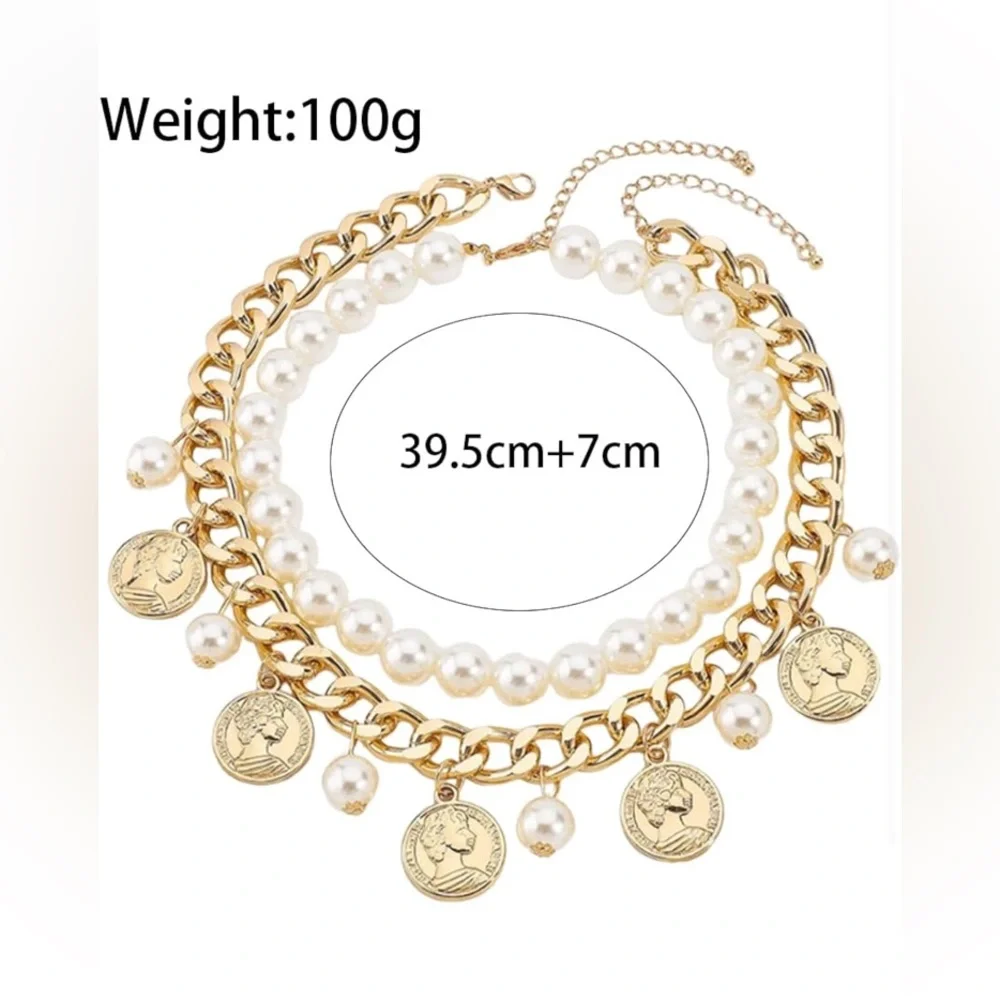 Elegant Gold and Pearl Coin Necklace